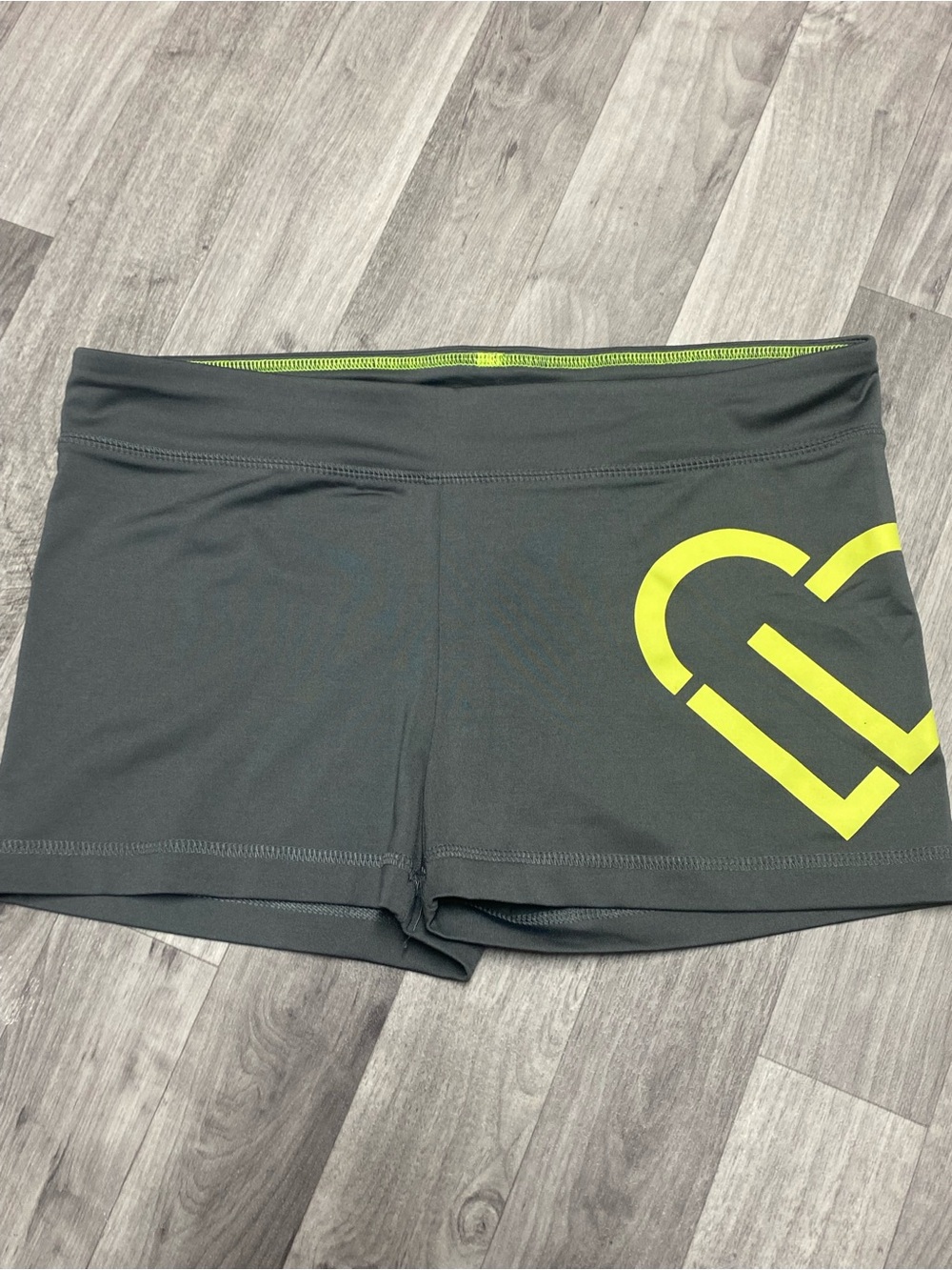 Aeropostale Gray Bike Shorts with Neon Yellow Graphic